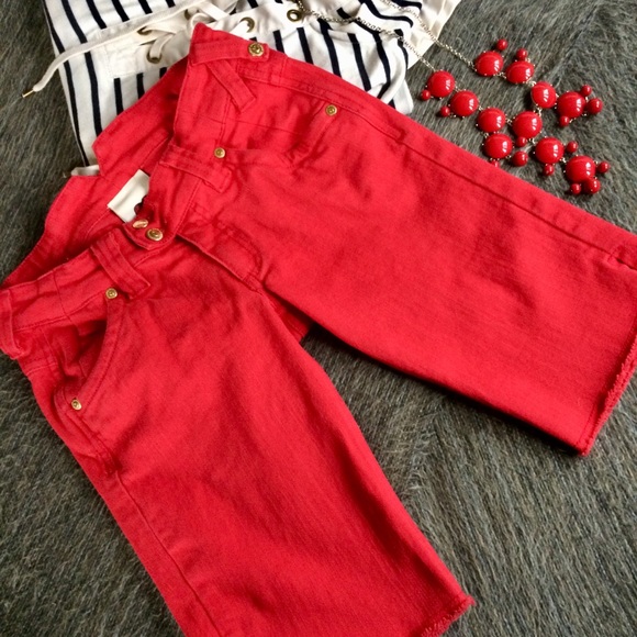 TWISTED HEART Pants - ⬇️TWISTED HEART Red denim bermuda shorts size 25
